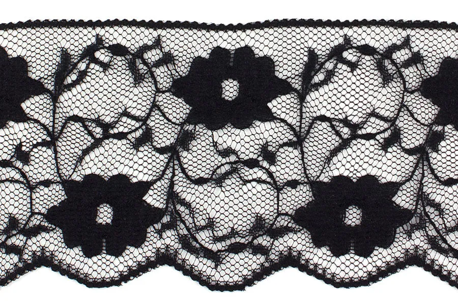 2 1/4" Black Raschel Lace