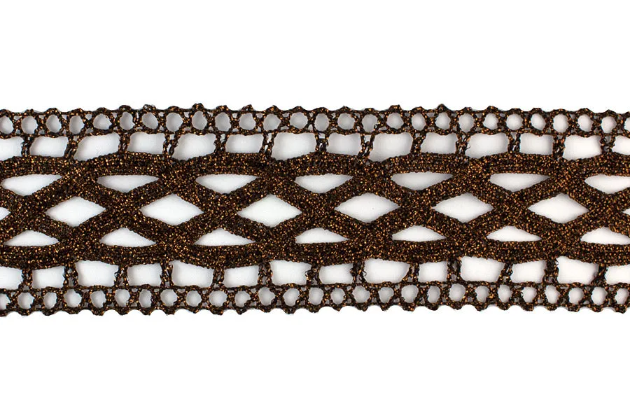 2" Bronze Metallic Crochet Insertion Lace (Made in England)