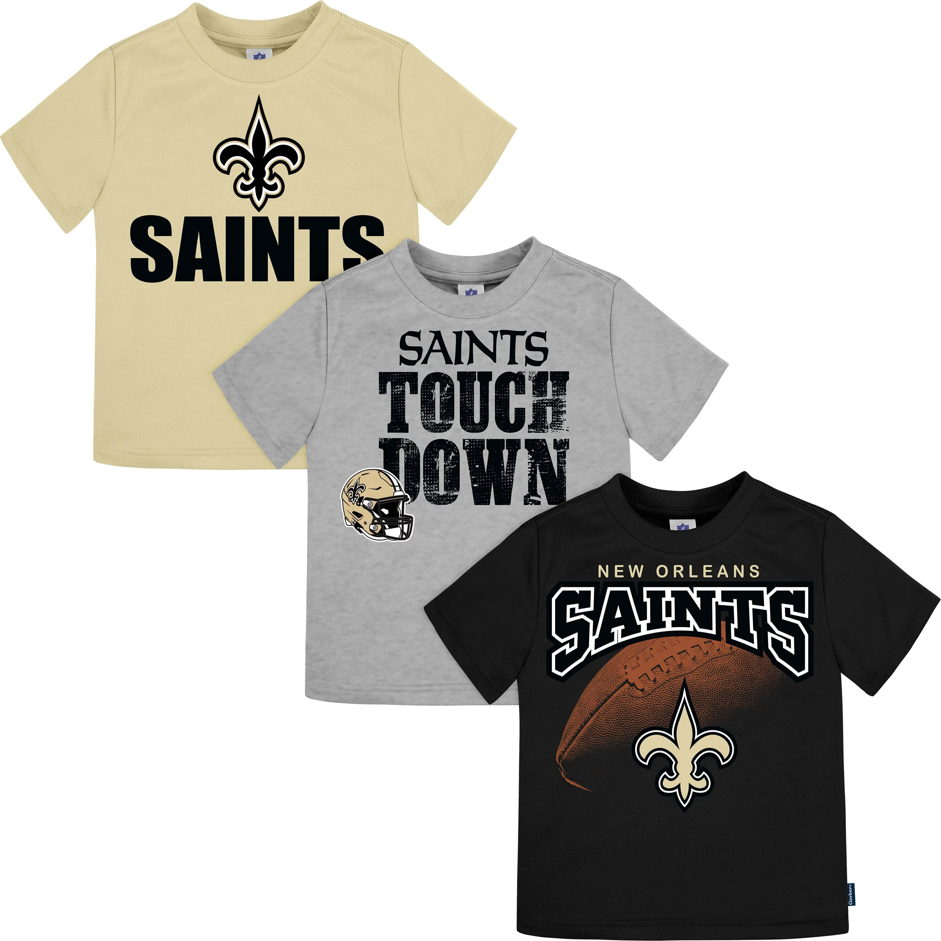 3-Pack Baby & Toddler Boys Saints Short Sleeve Shirts