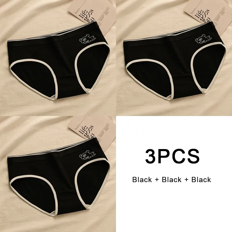 3PCS Soft Briefs Comfortable Sexy Mid-rise Lingerie for Ladies Sports Panty Women Underwears Intimate Underwear Women's Panties