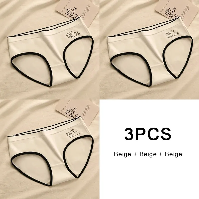 3PCS Soft Briefs Comfortable Sexy Mid-rise Lingerie for Ladies Sports Panty Women Underwears Intimate Underwear Women's Panties