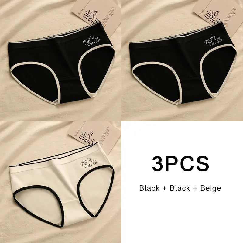 3PCS Soft Briefs Comfortable Sexy Mid-rise Lingerie for Ladies Sports Panty Women Underwears Intimate Underwear Women's Panties