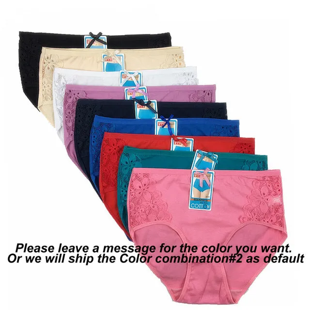 4PCS/lot Women Briefs Cotton Sexy Panty Lace Panties Underwear Ladies Underpants Large Size XXXL 4XL 5XL