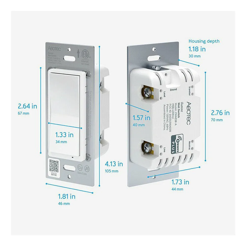 Aeotec Z-Wave Plus v2 illumino On/Off Wall Switch, Gen7