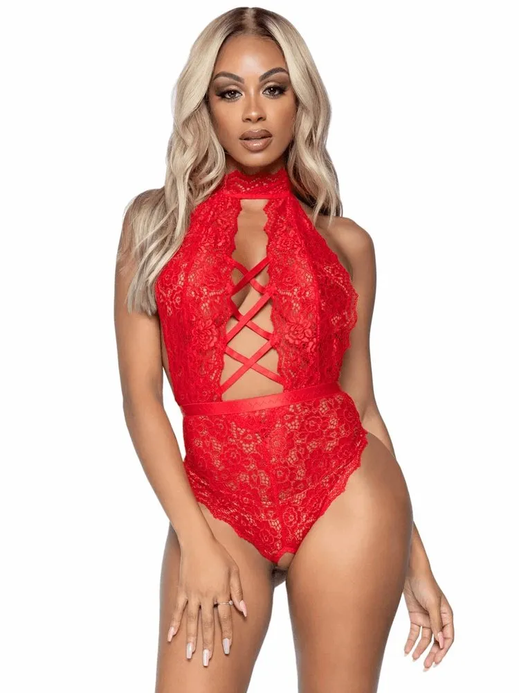 All Yours Red Lace Teddy