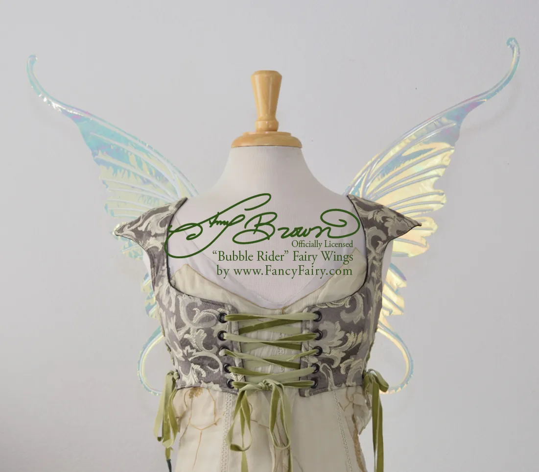 Amy Brown Ringmaster Iridescent Fairy Wings in neon yellow with pearl white veins