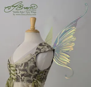 Amy Brown Ringmaster Iridescent Fairy Wings in neon yellow with pearl white veins