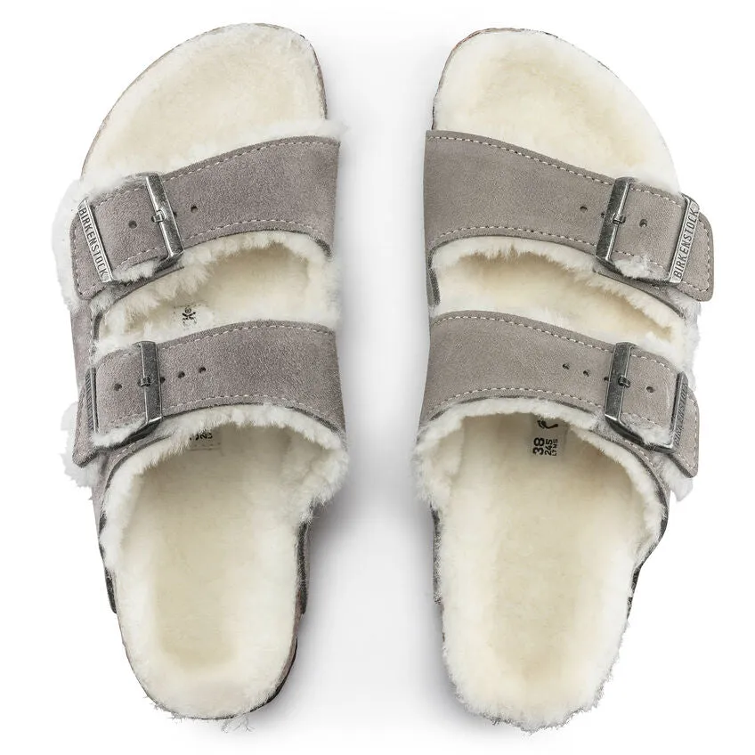 Arizona Shearling - The Birkenstock Shearling Sandal in Stone Coin