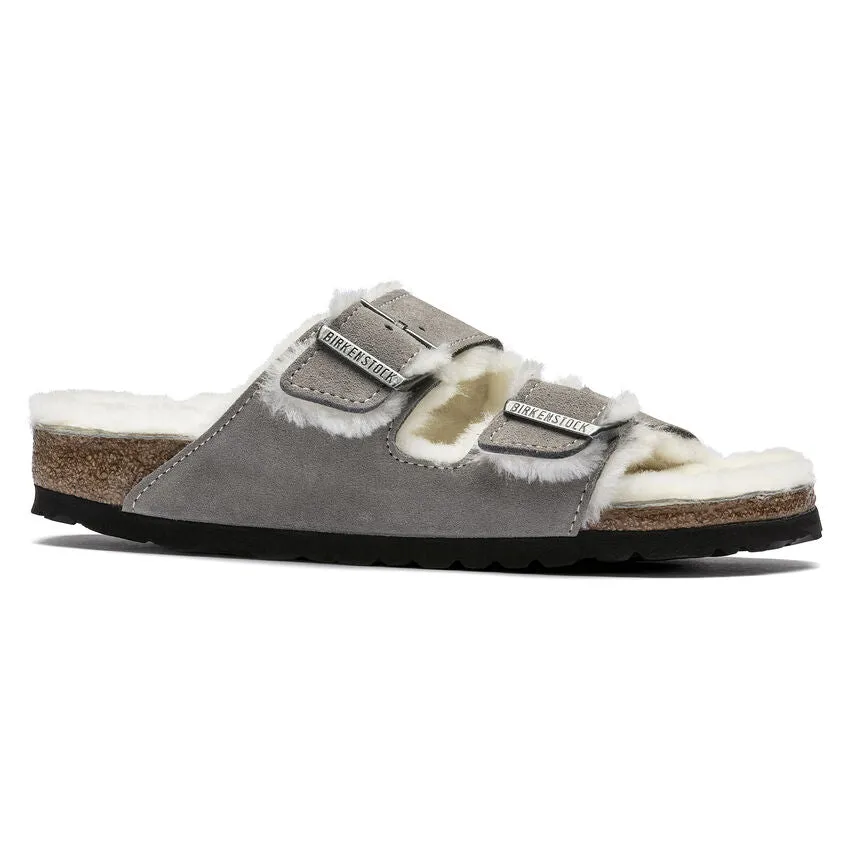 Arizona Shearling - The Birkenstock Shearling Sandal in Stone Coin