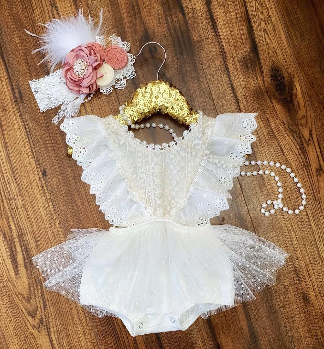 *BEST SELLER* Aurora Ivory/White Lace Vintage Romper