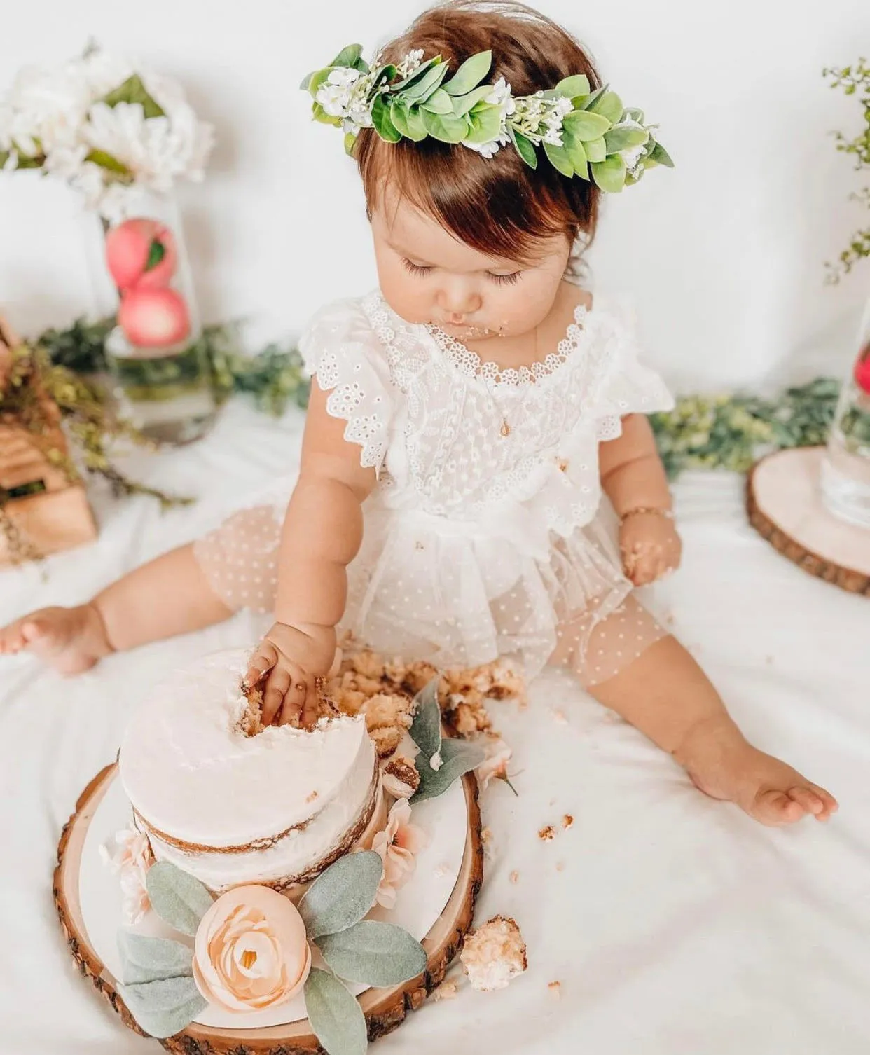 *BEST SELLER* Aurora Ivory/White Lace Vintage Romper