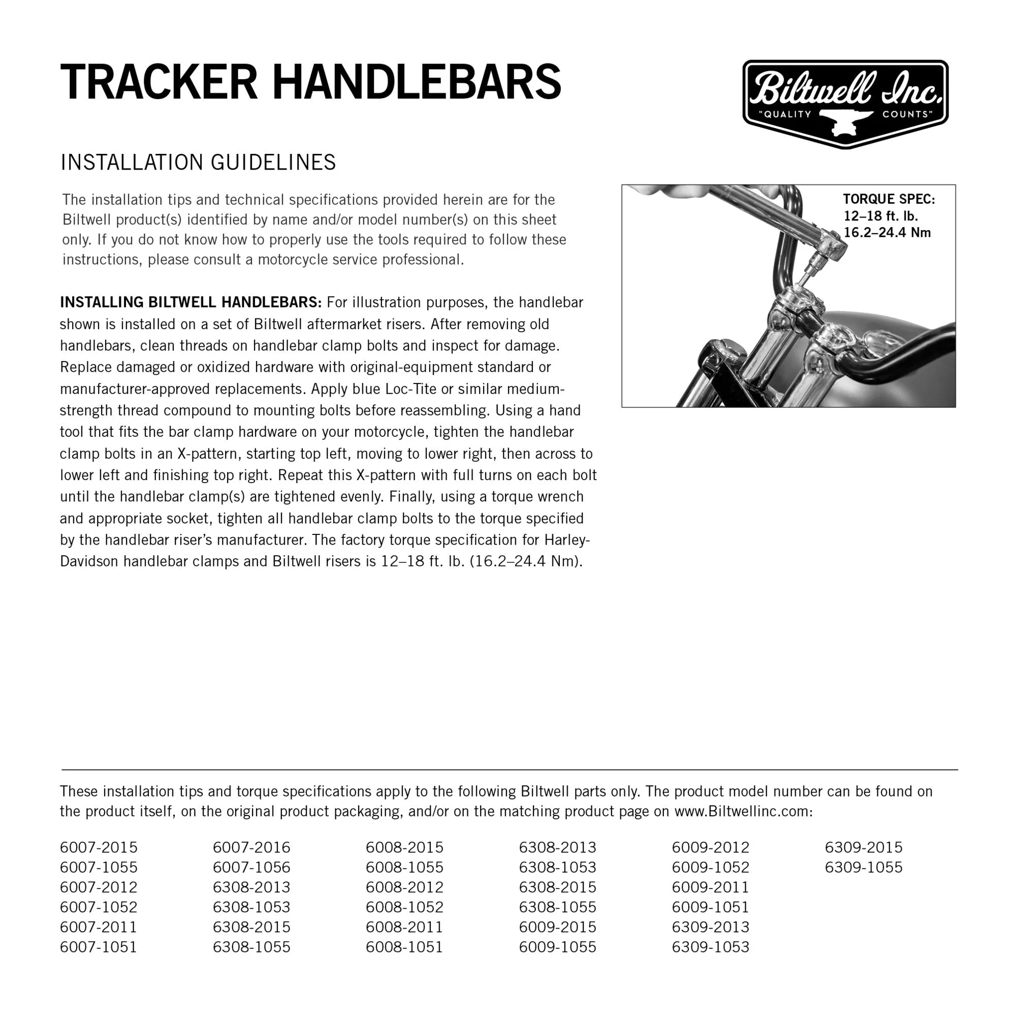 BILTWELL Handlebars Tracker 7/8" - Chrome Non Dimpled