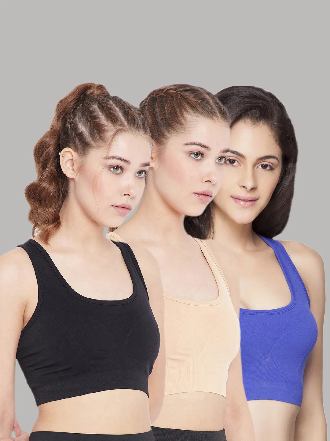 C9 AIRWEAR Seamless Sports Bra for Women (Pack of 3)