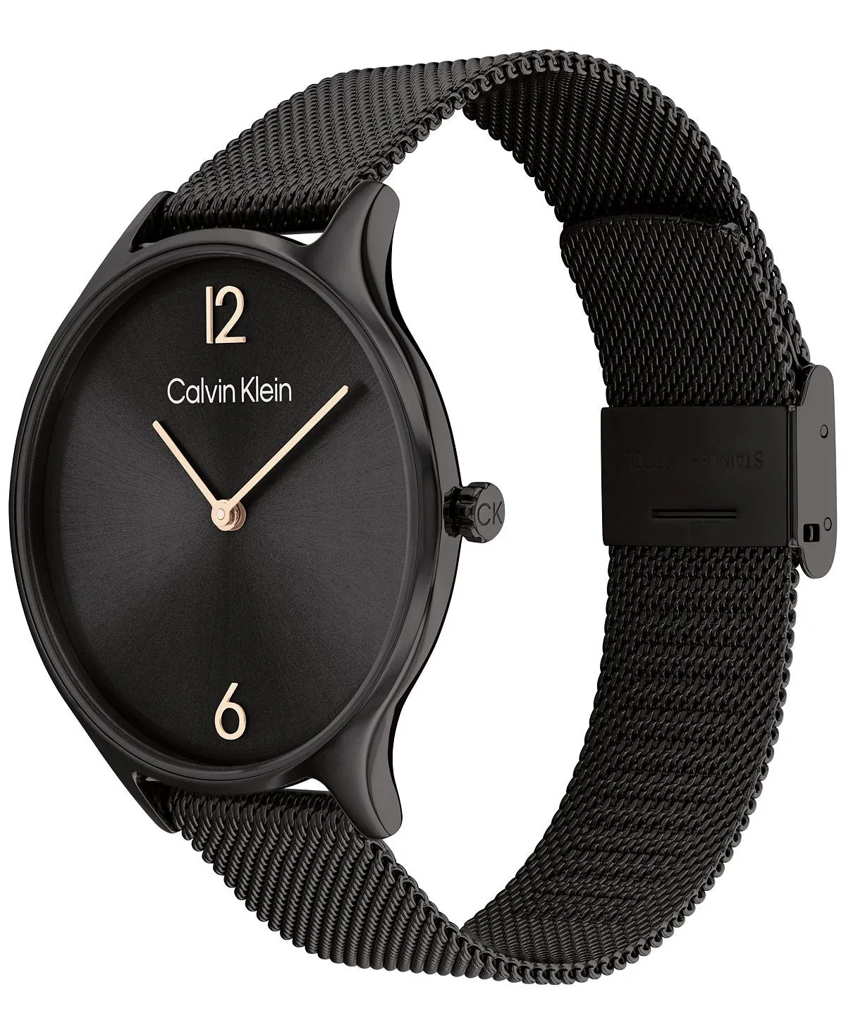 Calvin Klein Black 38mm Mesh Stainless Steel Bracelet Watch, Black