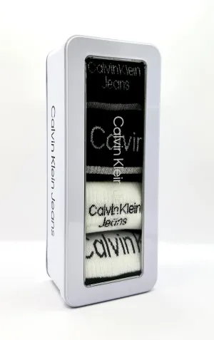 Calvin Klein® Jeans Men's Cotton 4 Pair Pack Gift Tin - Black White Stripe Combo