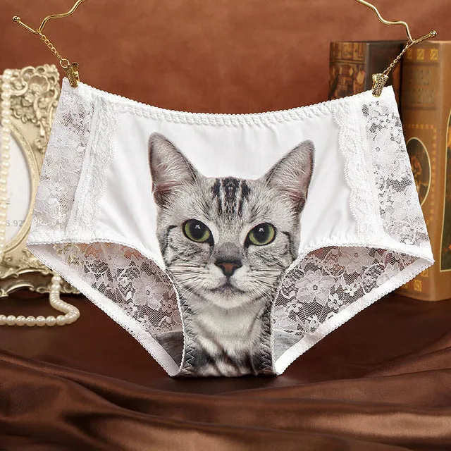 Cats Underwear Women Briefs Sexy Lace Seamless Anti Emptied 3D Short Pants Pink Panty Breathable Underpants Pussy Women Panties