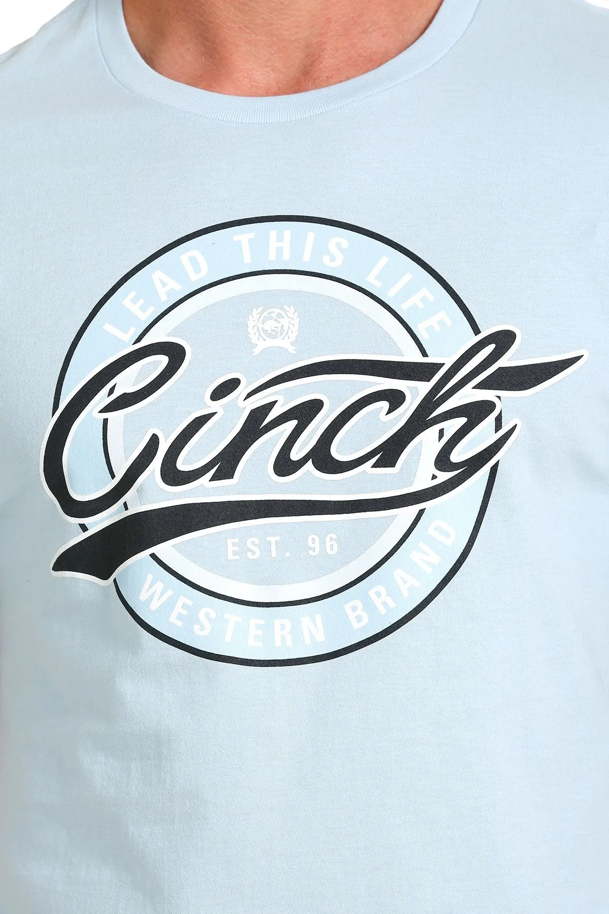 Cinch Mens Lead This Life Western Brand Tee - Light Blue - MTT1690580