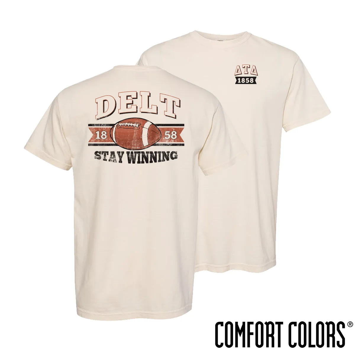 Delt Comfort Colors Stay Winning Football Short Sleeve Tee