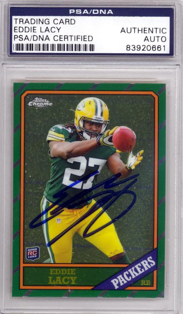 Eddie Lacy Autographed 2013 Topps Chrome Rookie Card #8 Green Bay Packers PSA/DNA #83920661