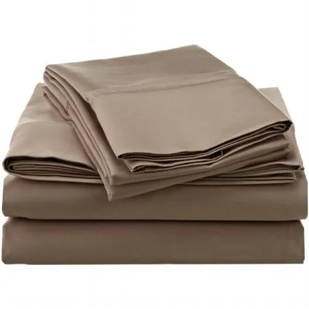 Egyptian Cotton 1200 Thread Count Solid Sheet Set Queen-Taupe