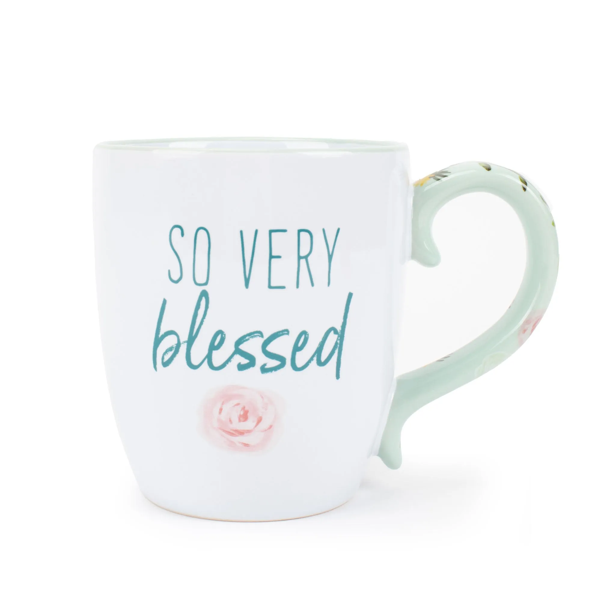 Elanze Designs So Very Blessed Floral Blue 13 ounce Ceramic Coffee Mug