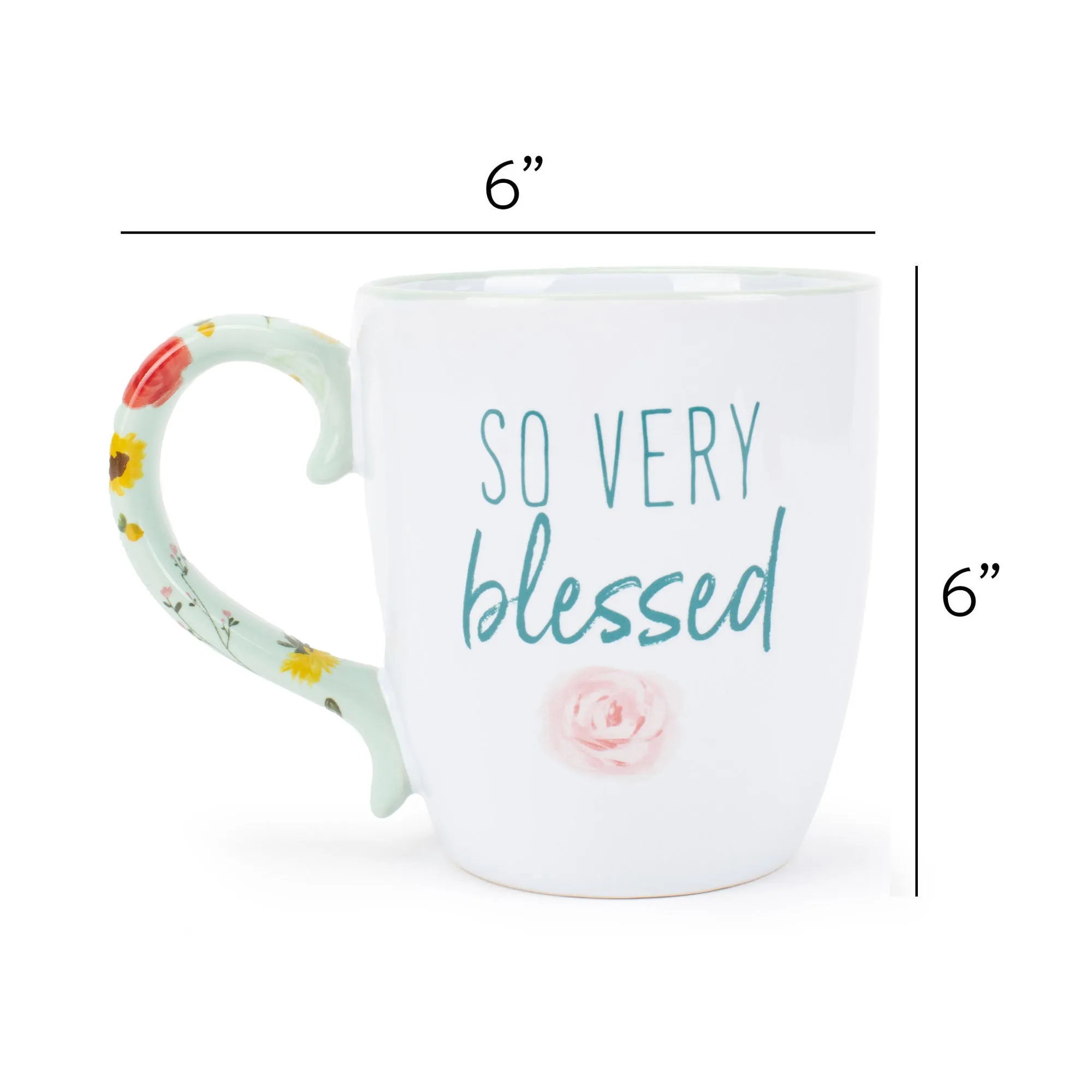 Elanze Designs So Very Blessed Floral Blue 13 ounce Ceramic Coffee Mug