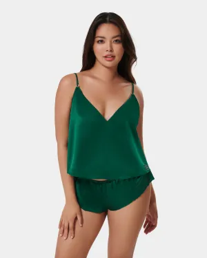 Faye Luxury Satin Cami and Short Set Aventurine Green