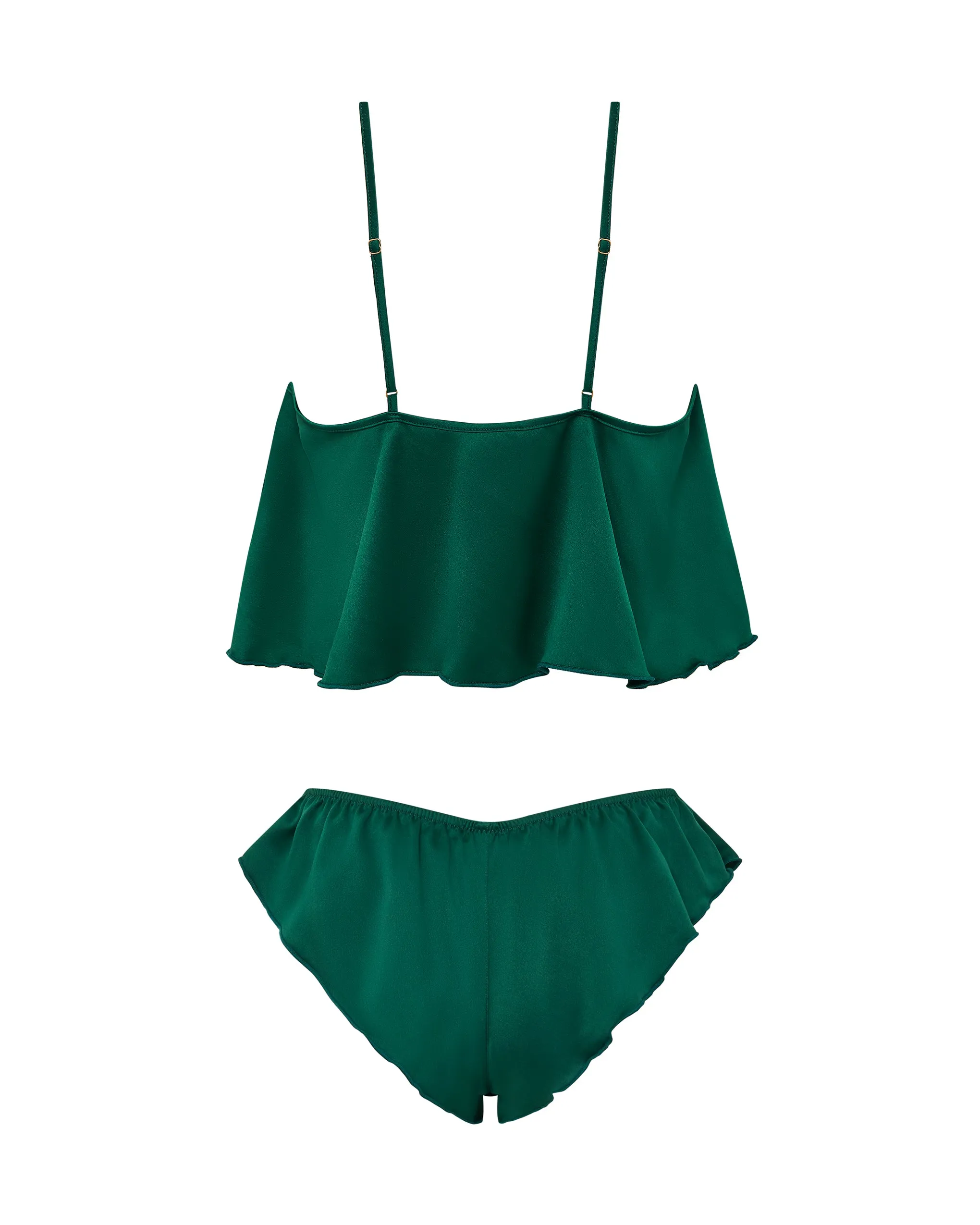 Faye Luxury Satin Cami and Short Set Aventurine Green