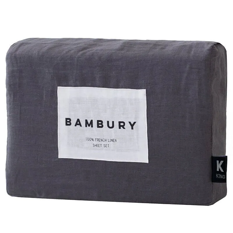 French Linen Sheet Set by Bambury - Charcoal