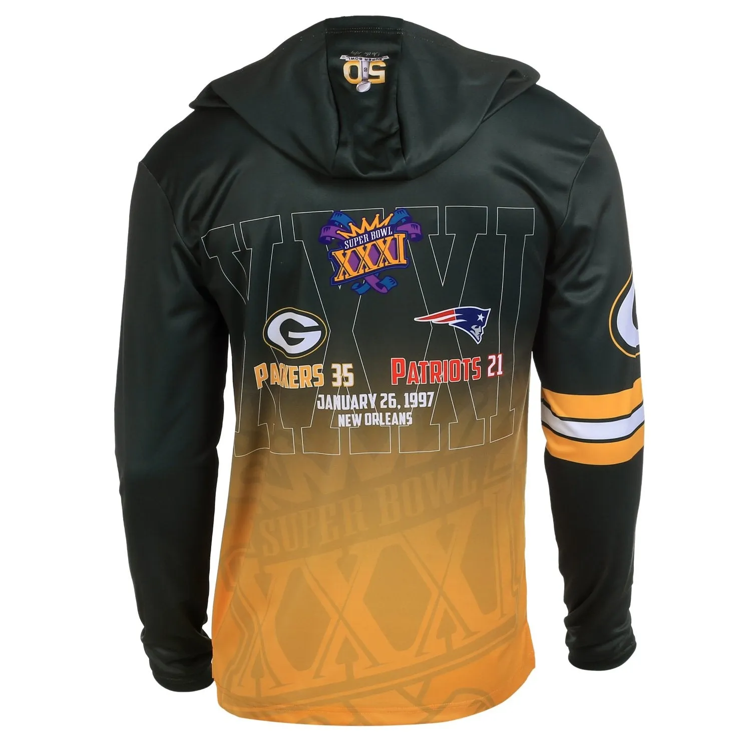 Green Bay Packers Super Bowl 31 Champions Men's Retro Hooded Tee