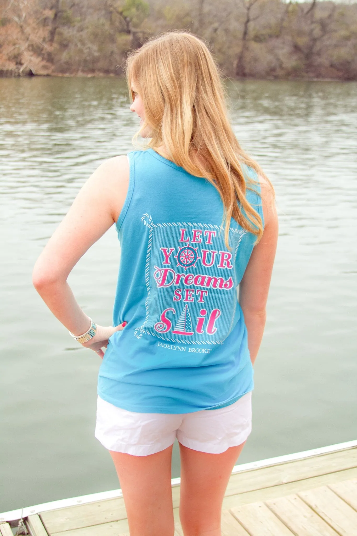 Jadelynn Brooke Women's Let Your Dreams Set Sail Tank/Blue