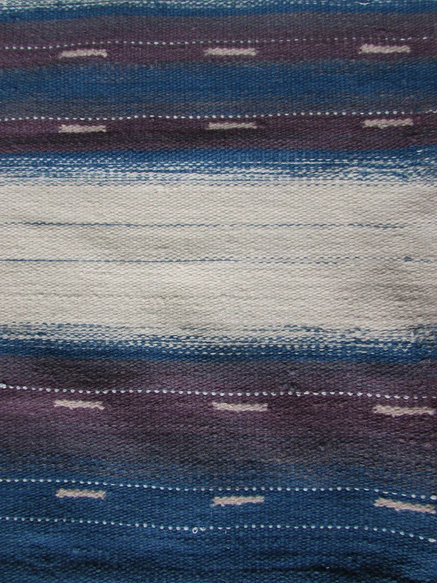 Large Blue Mauve and Natural Organic Wool Flatweave Rug 274 x 365cm