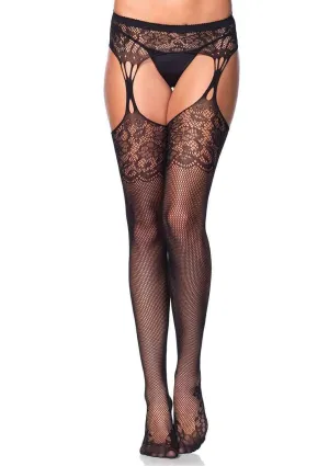 LEG AVENUE STYLE 1103 IRIS FISHNET AND GARTER STOCKINGS