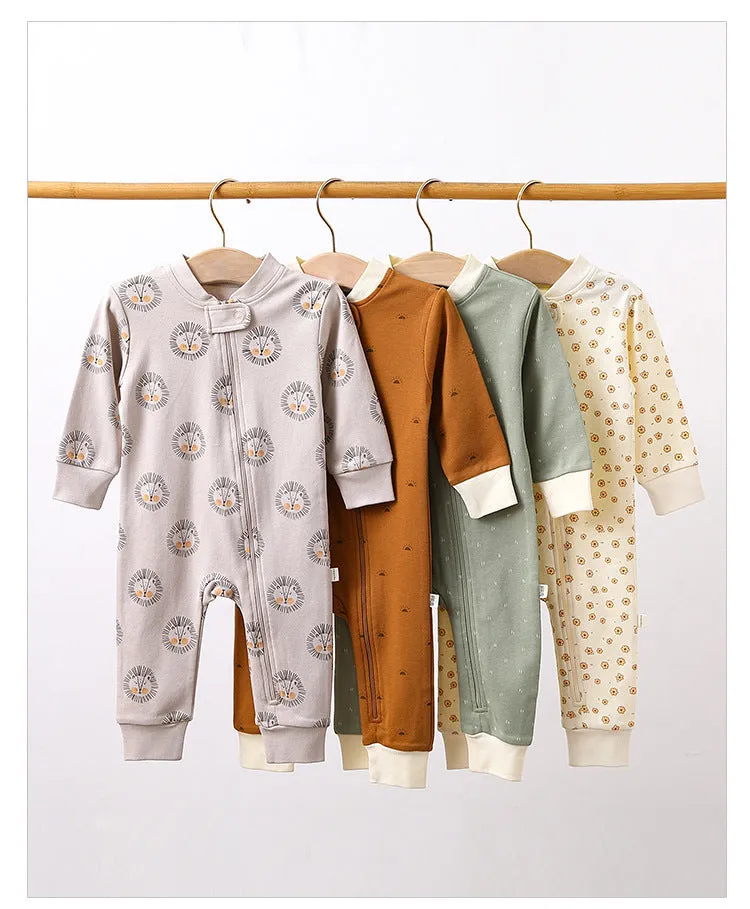 Long Sleeve Cotton Romper in Earthy Designs