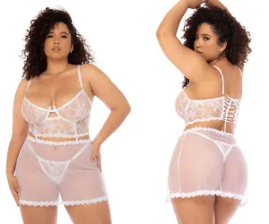 Mapale 7544X Curvy Size Hope 2 in 1 Babydoll Plus Color White