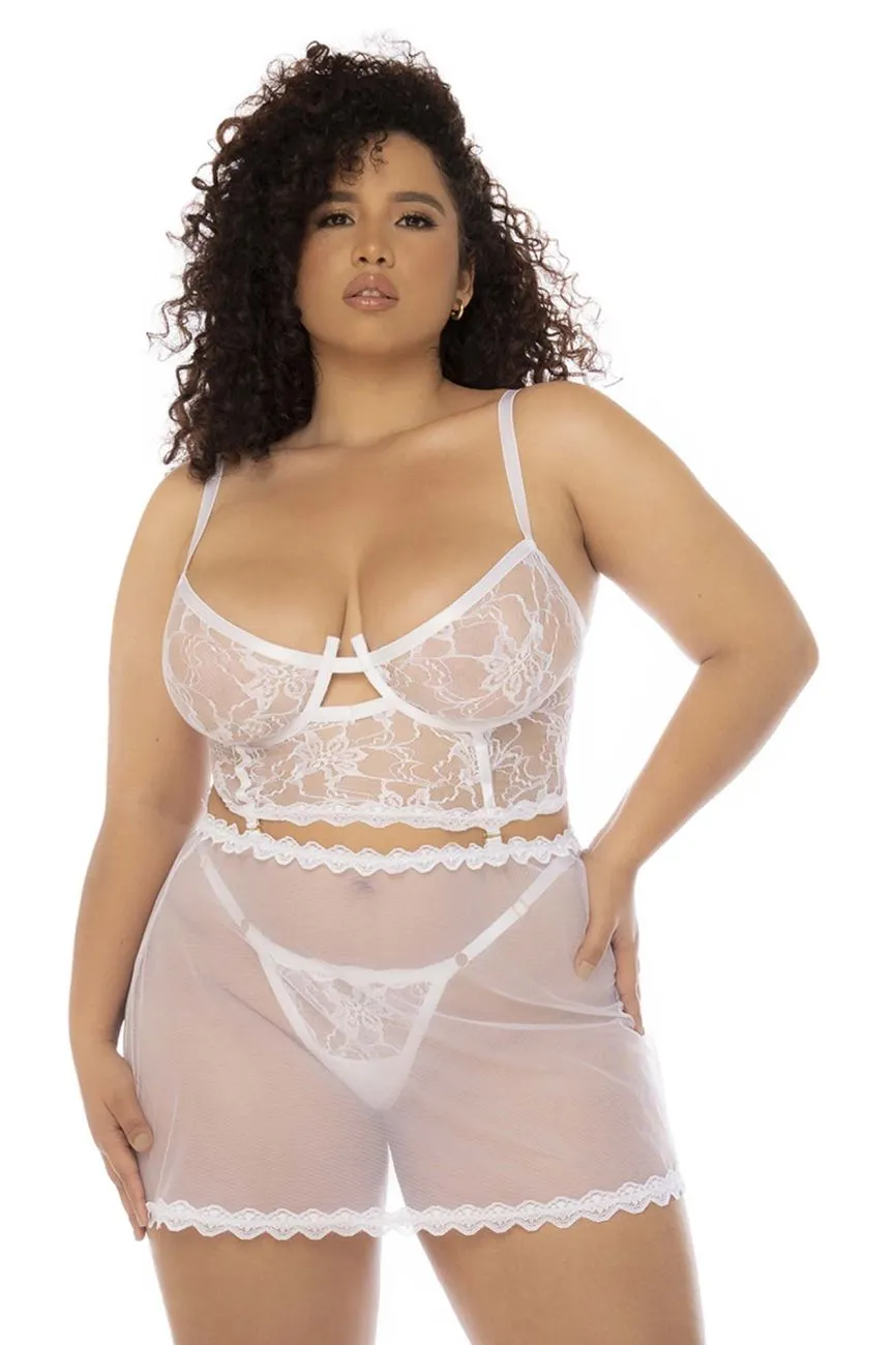 Mapale 7544X Curvy Size Hope 2 in 1 Babydoll Plus Color White