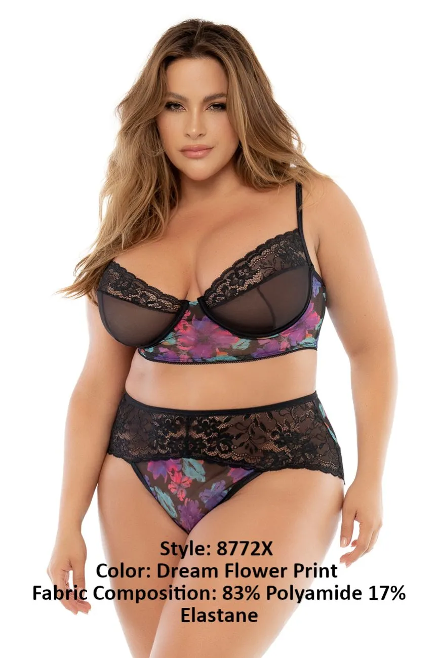 Mapale 8772X Curvy Size Two Piece Lingerie Set Color Dream Flower Print