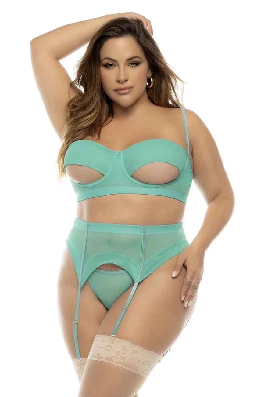 Mapale 8828X Curvy Size Sasha Three Piece Lingerie Set Plus Color Jade