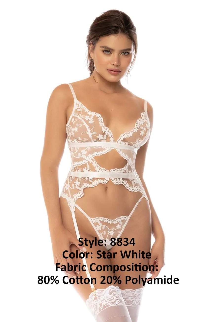 Mapale 8834 MaX Curvy Sizeine Two Piece Lingerie Set Color Star White