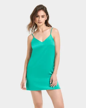 Margot Luxury Satin Short Chemise Columbia Green