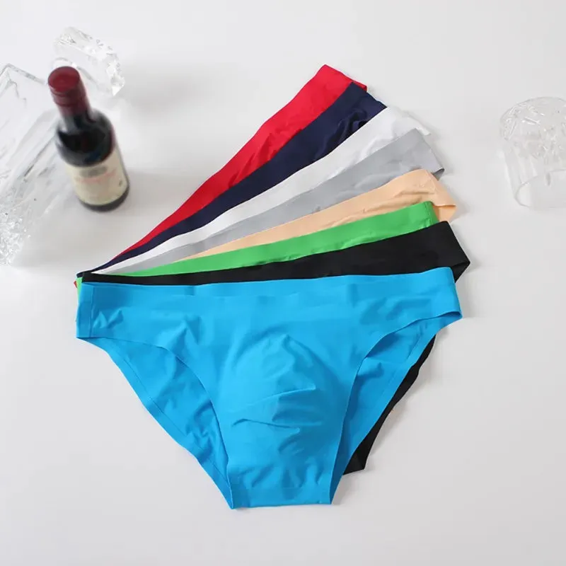 Men's Ultra-Thin Ice Silk Seamless Briefs: Breathable Low-Waist Underwear