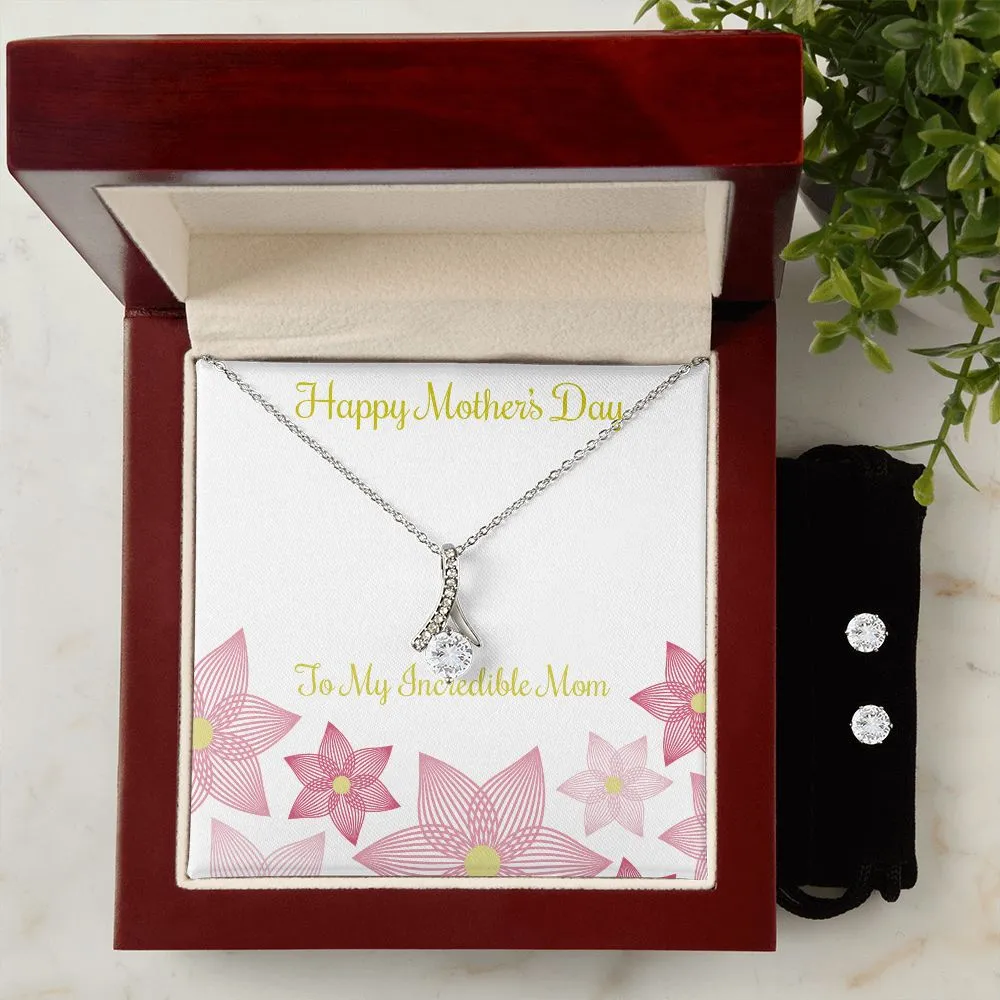 Mothers Day Inserts-01(1) To My Mother -  Alluring Beauty Necklace and Cubic Zirconia Earring Set - Best Mother's Day Gift in 2023