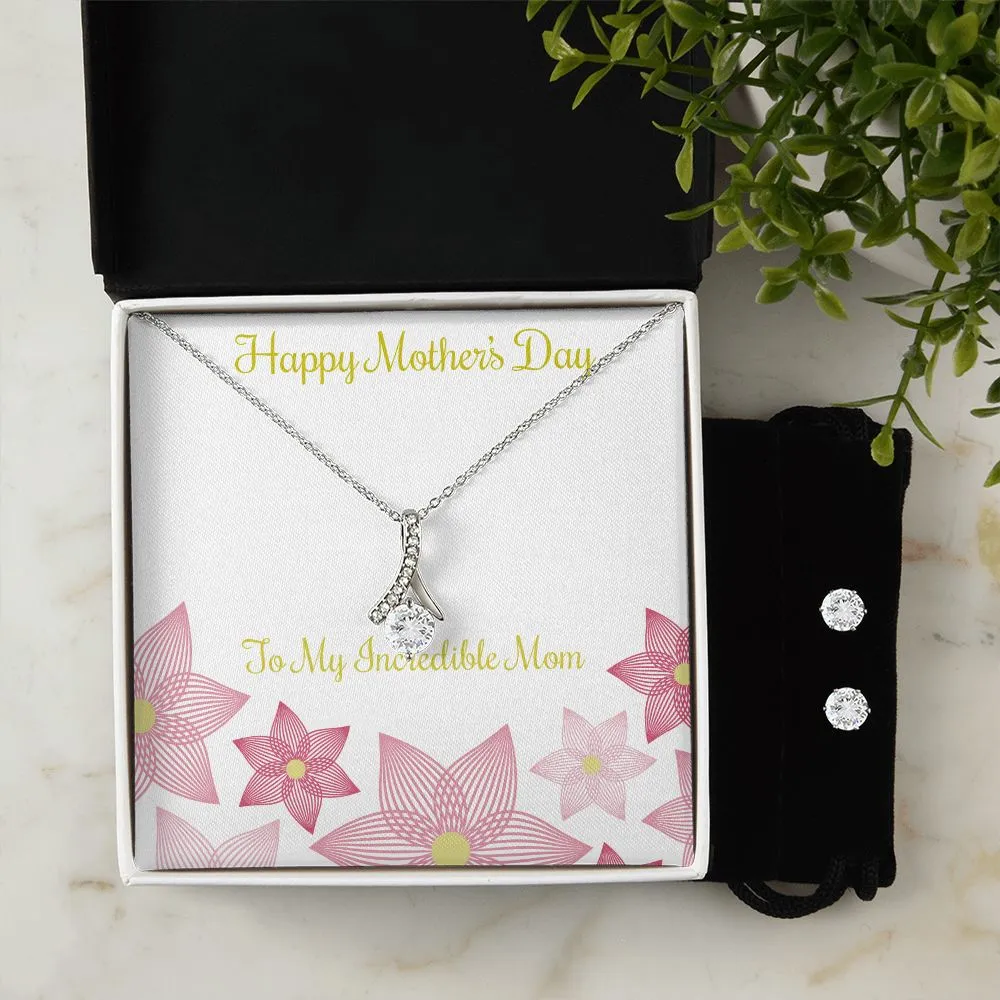 Mothers Day Inserts-01(1) To My Mother -  Alluring Beauty Necklace and Cubic Zirconia Earring Set - Best Mother's Day Gift in 2023