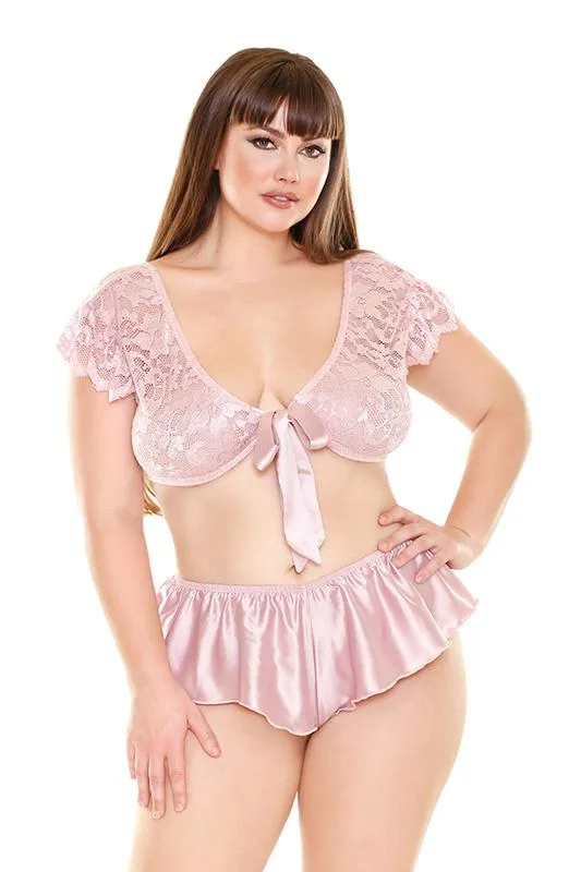 Norah Tie Front Top & Flutter Panty Lingerie Set