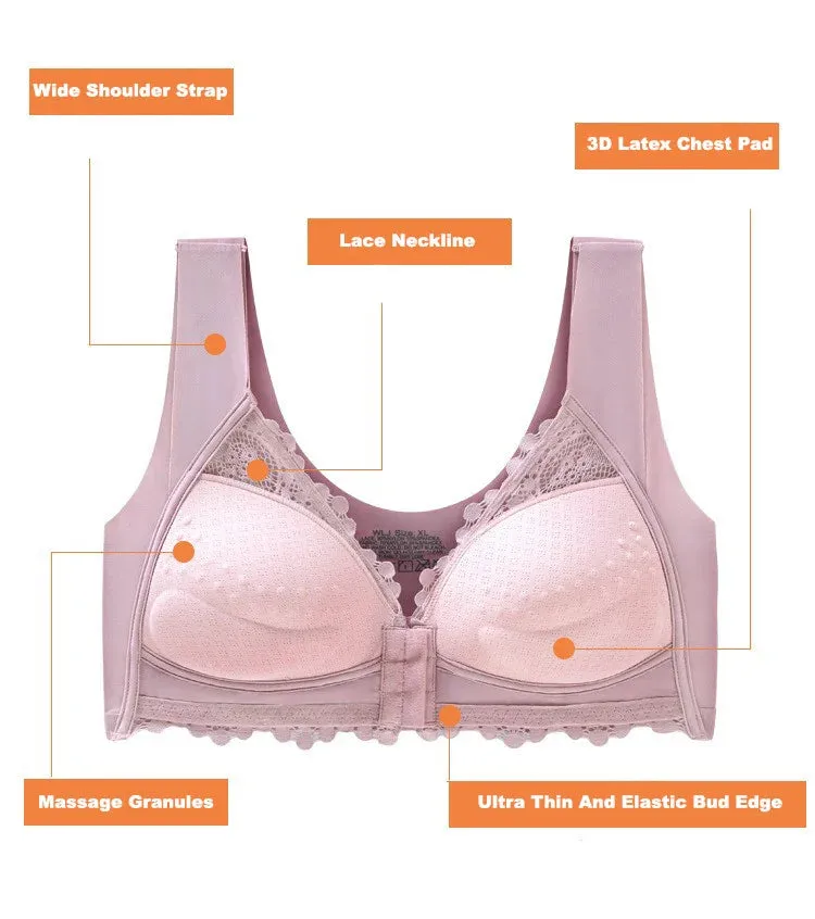 OCW Bra Front Buckle Seamless Lace Breathable Back Support Massage Size M - 6XL