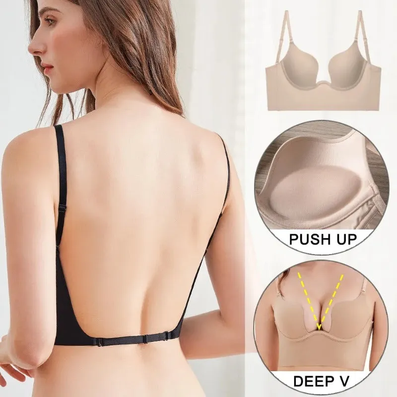 OCW Push Up Bras Seamless Deep U Lingerie Plunge Bra