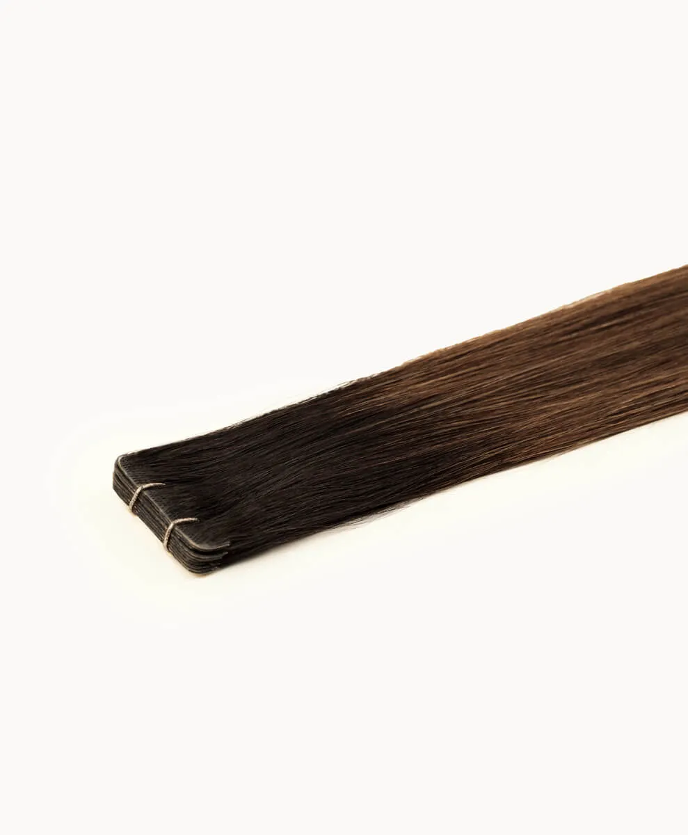 Ombre Brown, 16" Invisible Tape In Extensions, #R34