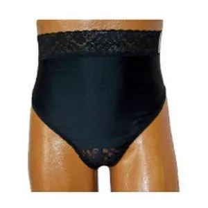 OPTIONS Ladies' Backless with Split-Lace Crotch and Built-In Barrier/Support, Black, Dual, Small 4-5, Hips 33" - 37"