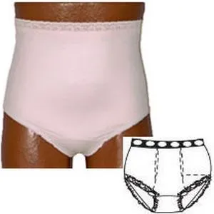 OPTIONS Ladies' Basic with Built-In Barrier/Support, Soft Pink, Dual Stoma, Small 4-5, Hips 33" - 37"