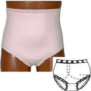 OPTIONS Ladies' Basic with Built-In Barrier/Support, Soft Pink, Right-Side Stoma, Large 8-9, Hips 41" - 45"